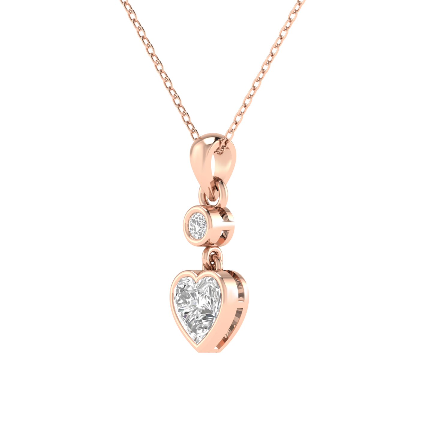 Lab Grown heart solitaire pendant - Rose
