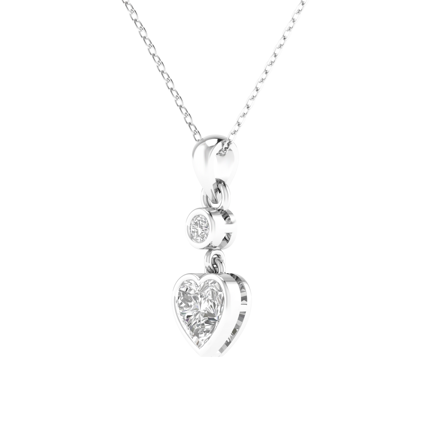Lab Grown heart solitaire pendant - White