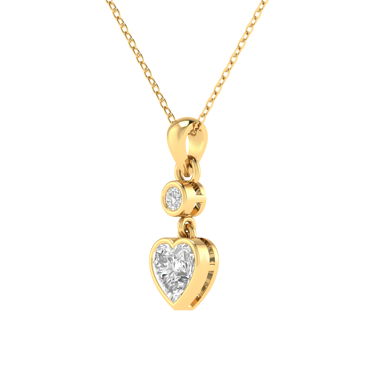 Lab Grown heart solitaire pendant - Gold