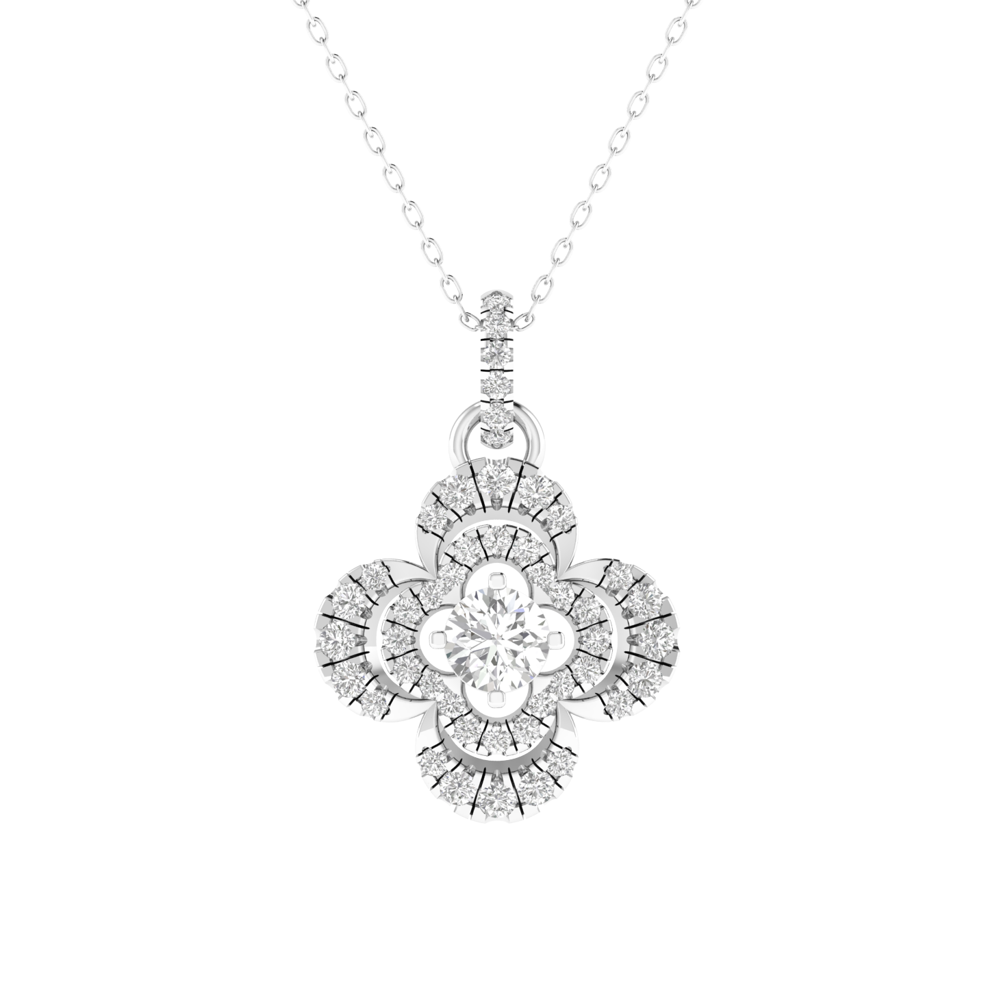 Lab Grown flower pendant - White