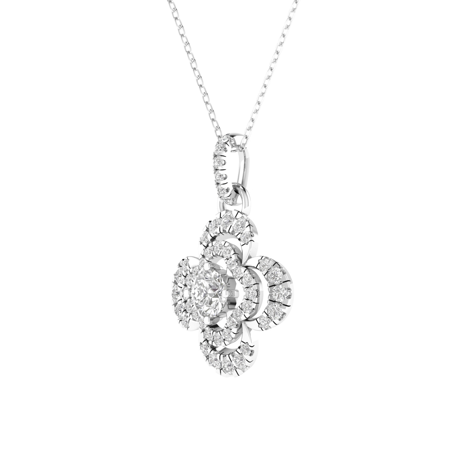 Lab Grown flower pendant - White