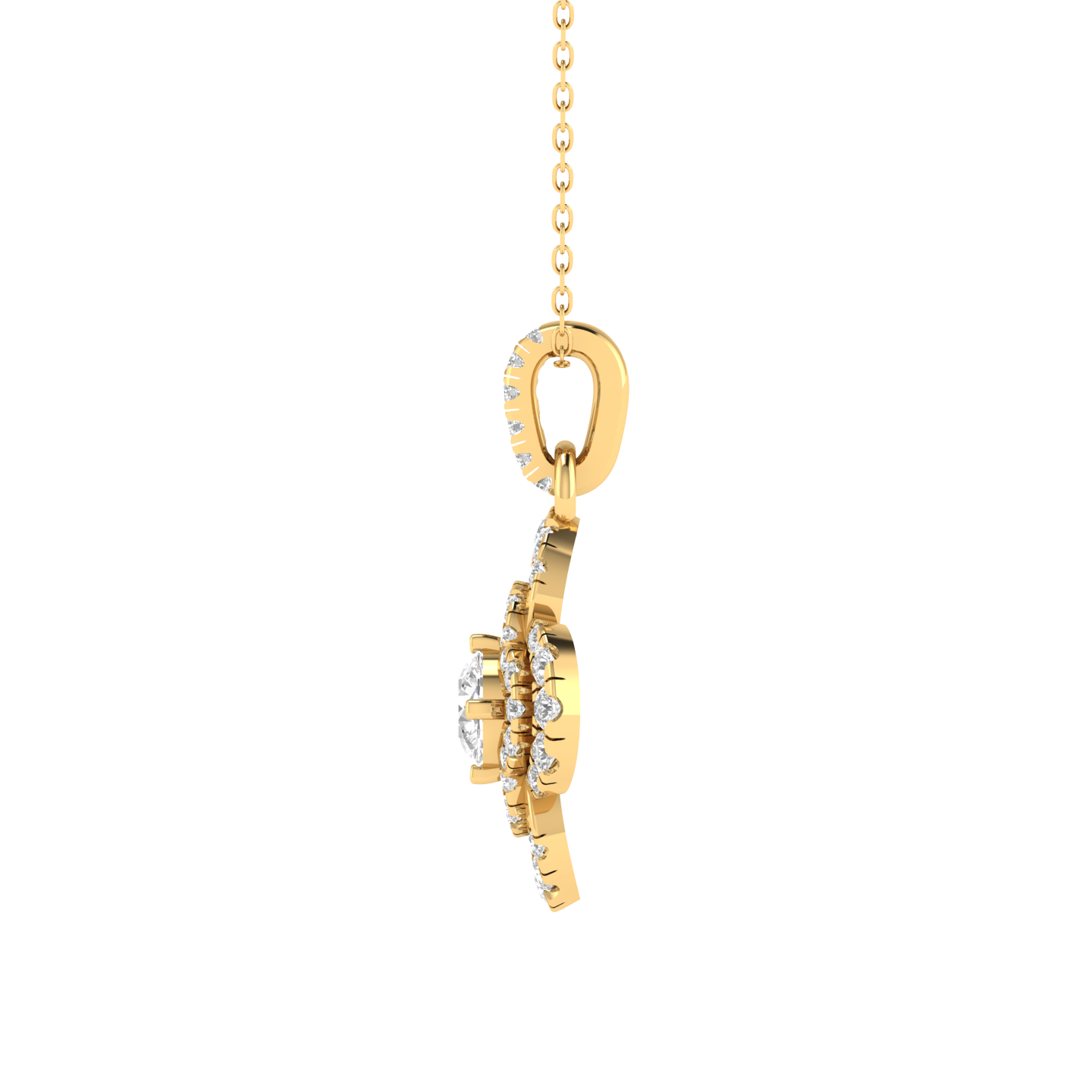 Lab Grown flower pendant - Gold