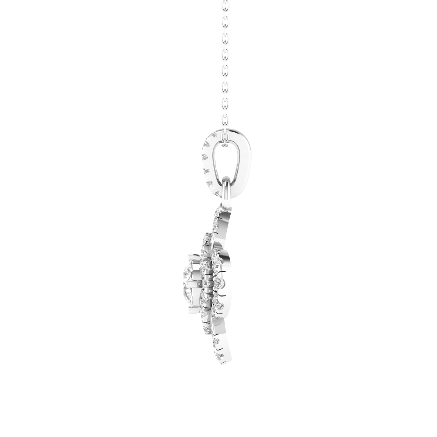 Lab Grown flower pendant - White