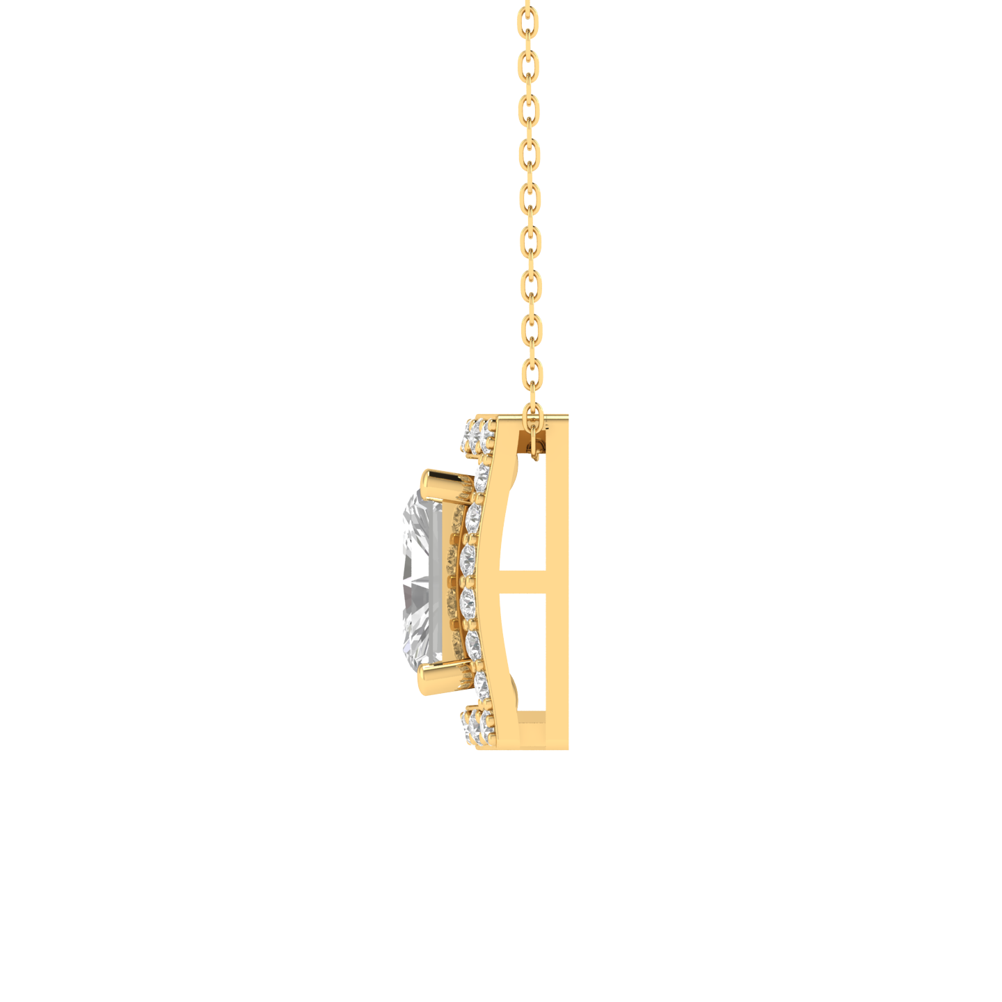 Lab Grown halo emerald pendant - Gold