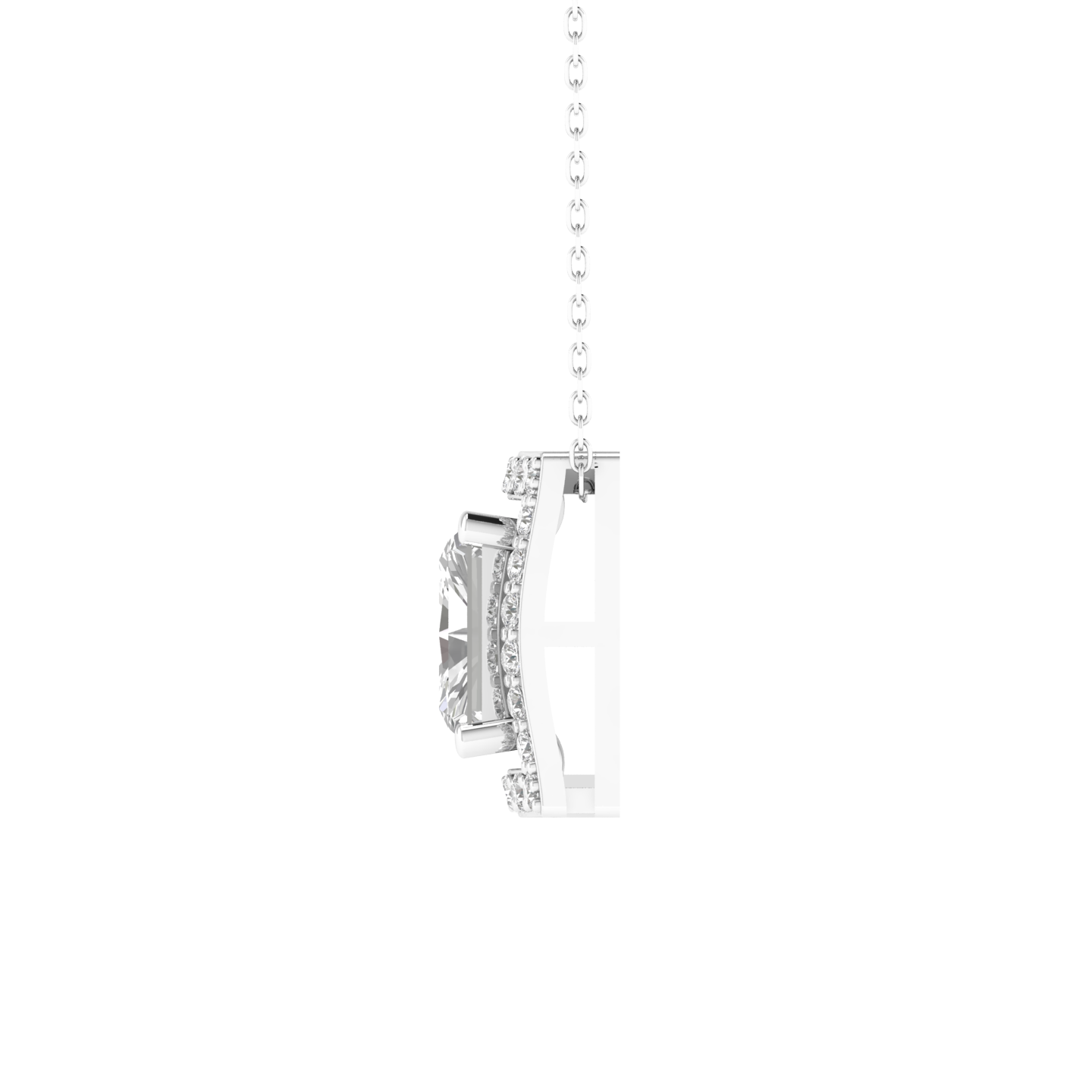 Lab Grown halo emerald pendant - White