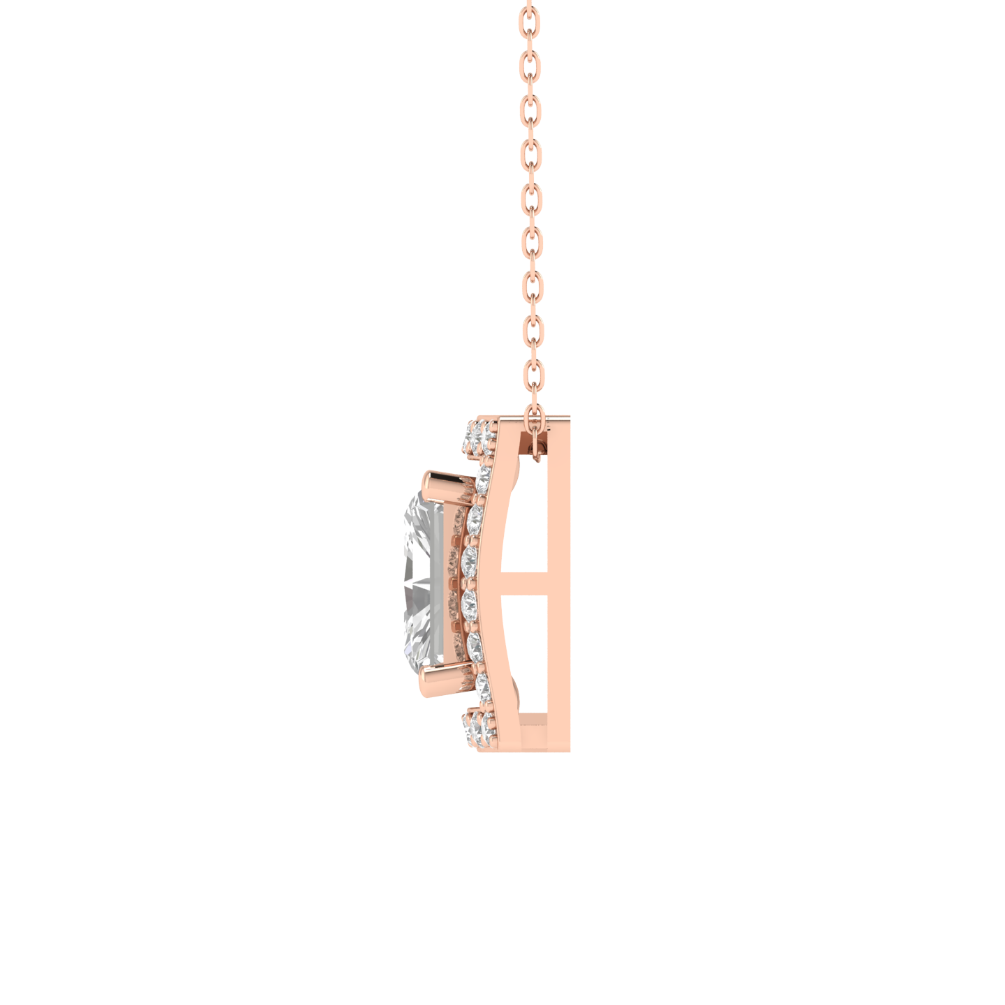 Lab Grown halo emerald pendant - Rose