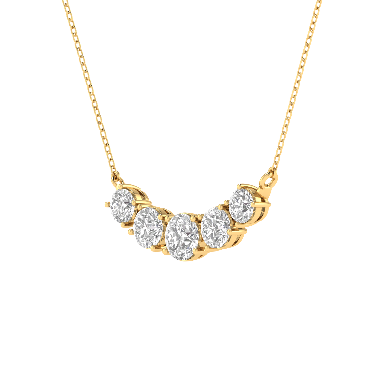 Lab Grown Graduating 5 solitaire pendant - Gold