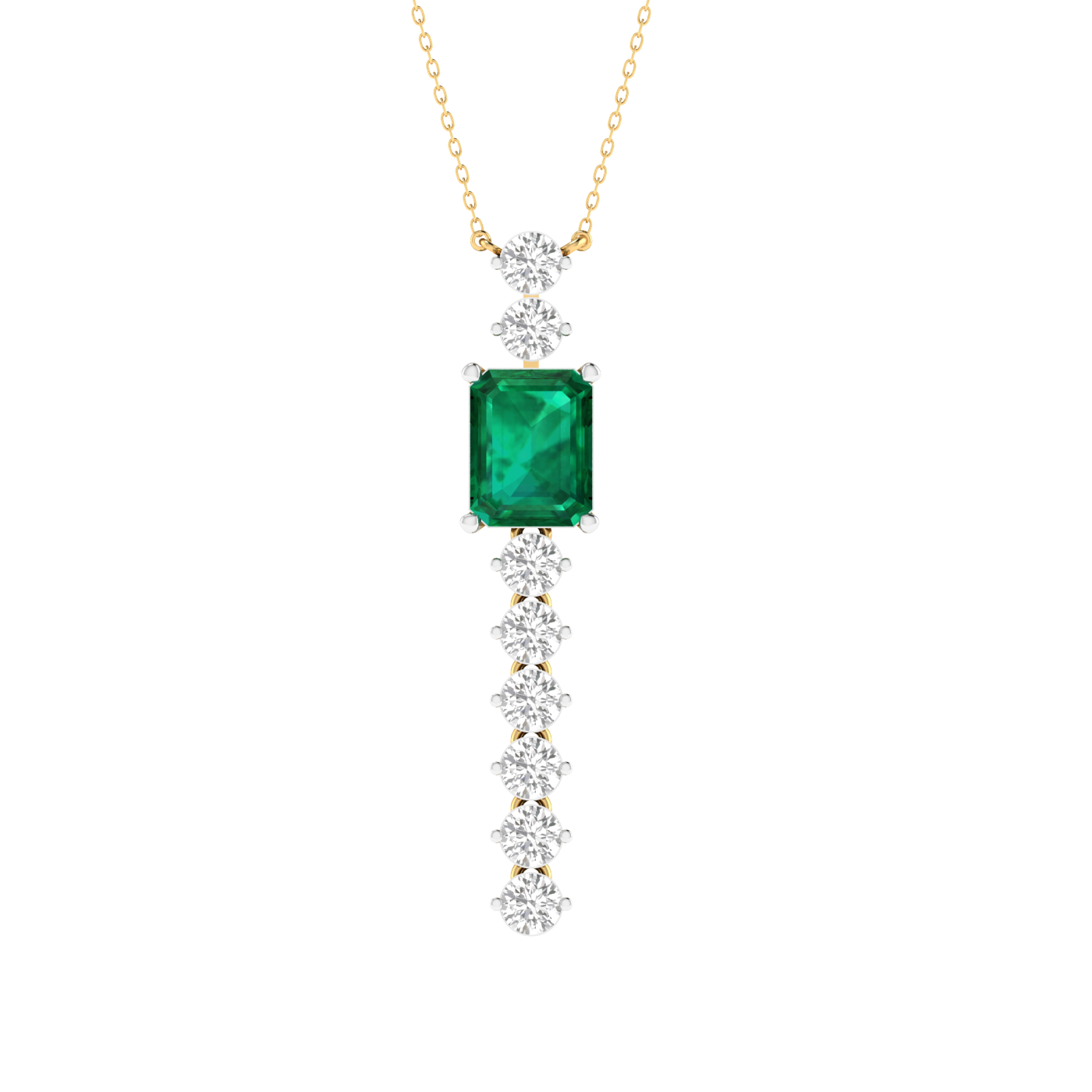 Lab Grown flexible pendant with green emerald - Gold