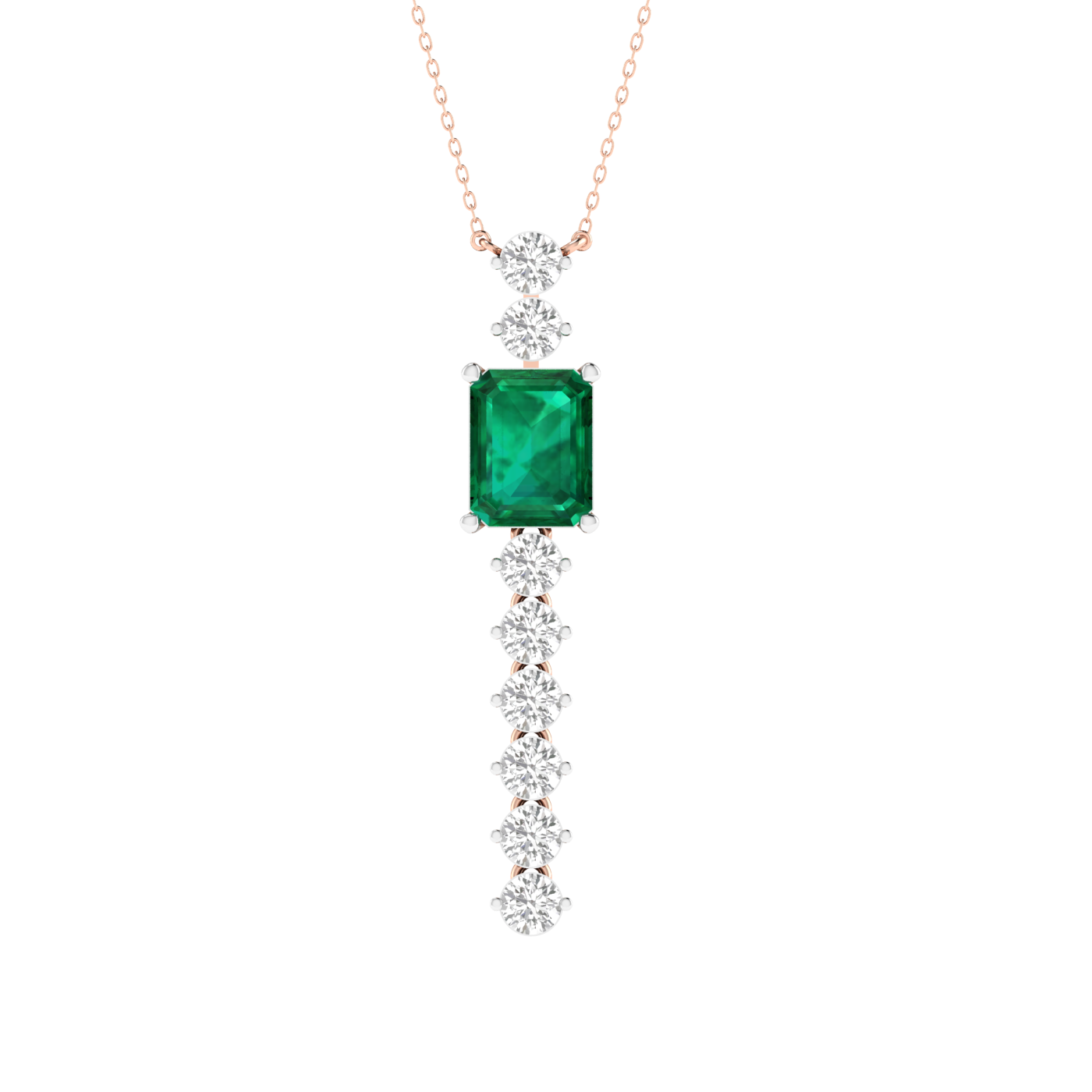 Lab Grown flexible pendant with green emerald - Rose