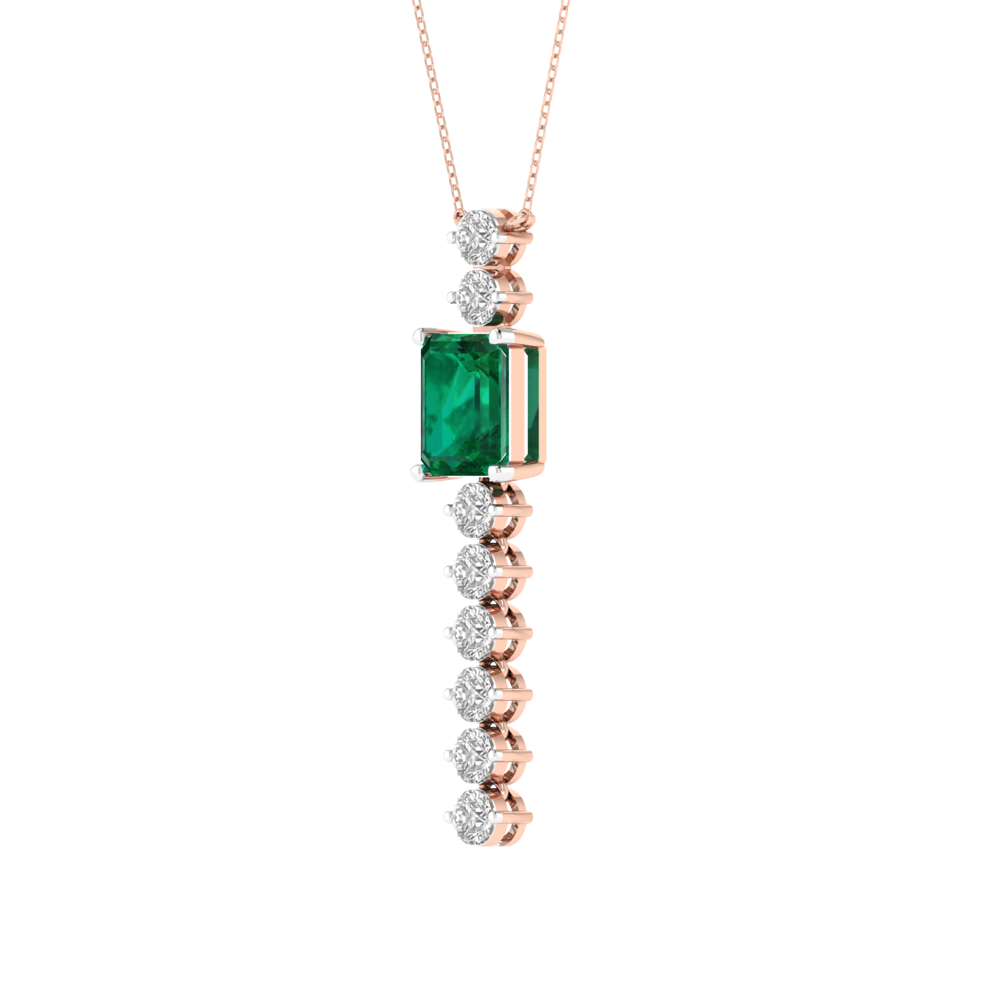 Lab Grown flexible pendant with green emerald - Rose