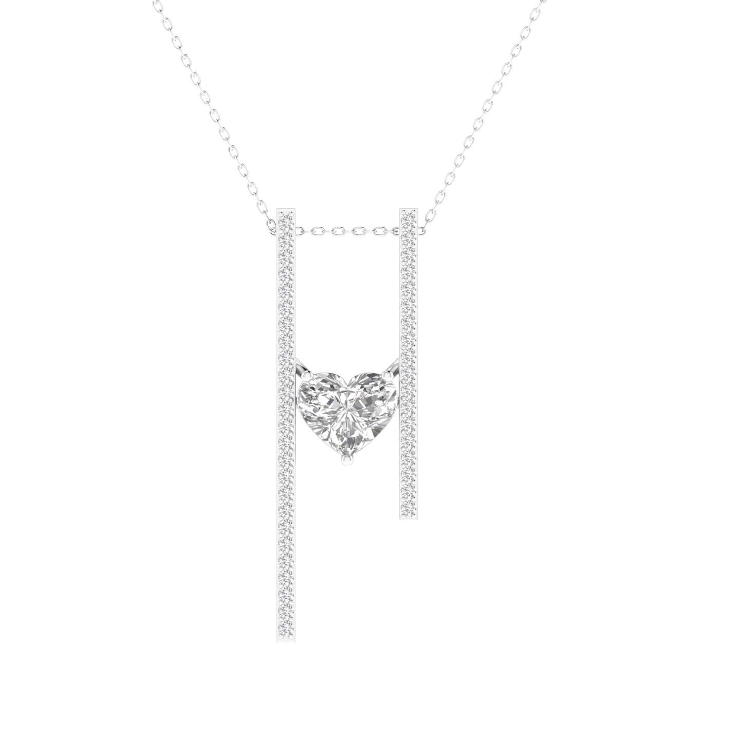Lab Grown 1.50 carat heart solitaire pendant - White