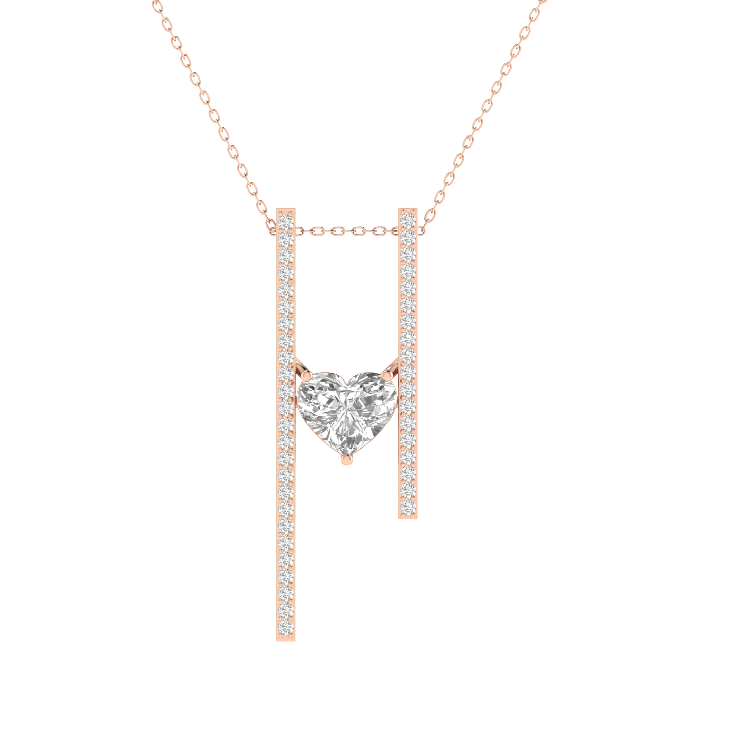 Lab Grown 1.50 carat heart solitaire pendant - Rose