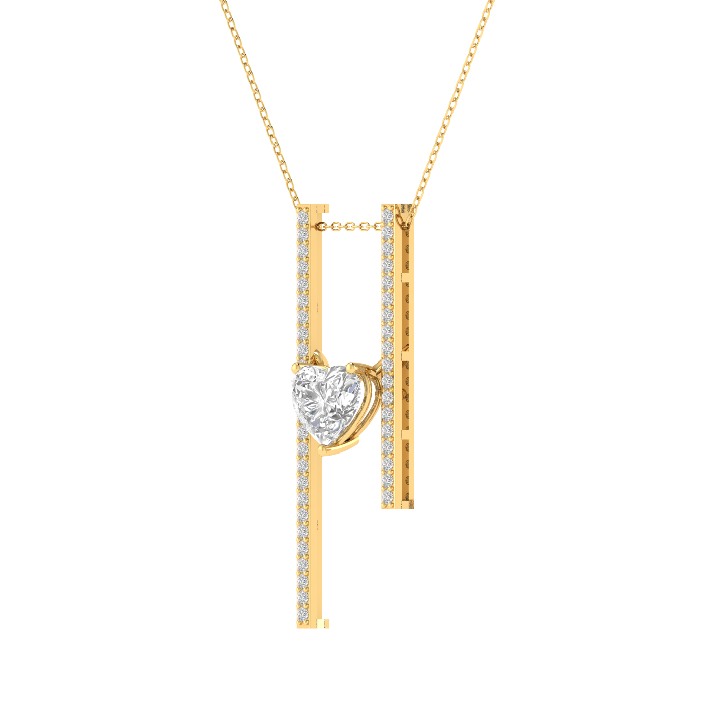 Lab Grown 1.50 carat heart solitaire pendant - Gold