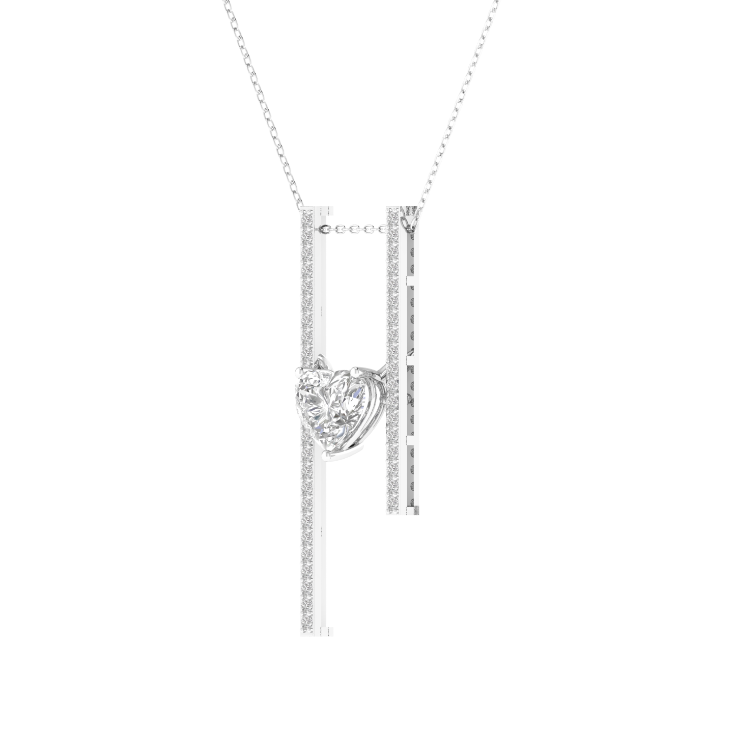 Lab Grown 1.50 carat heart solitaire pendant - White
