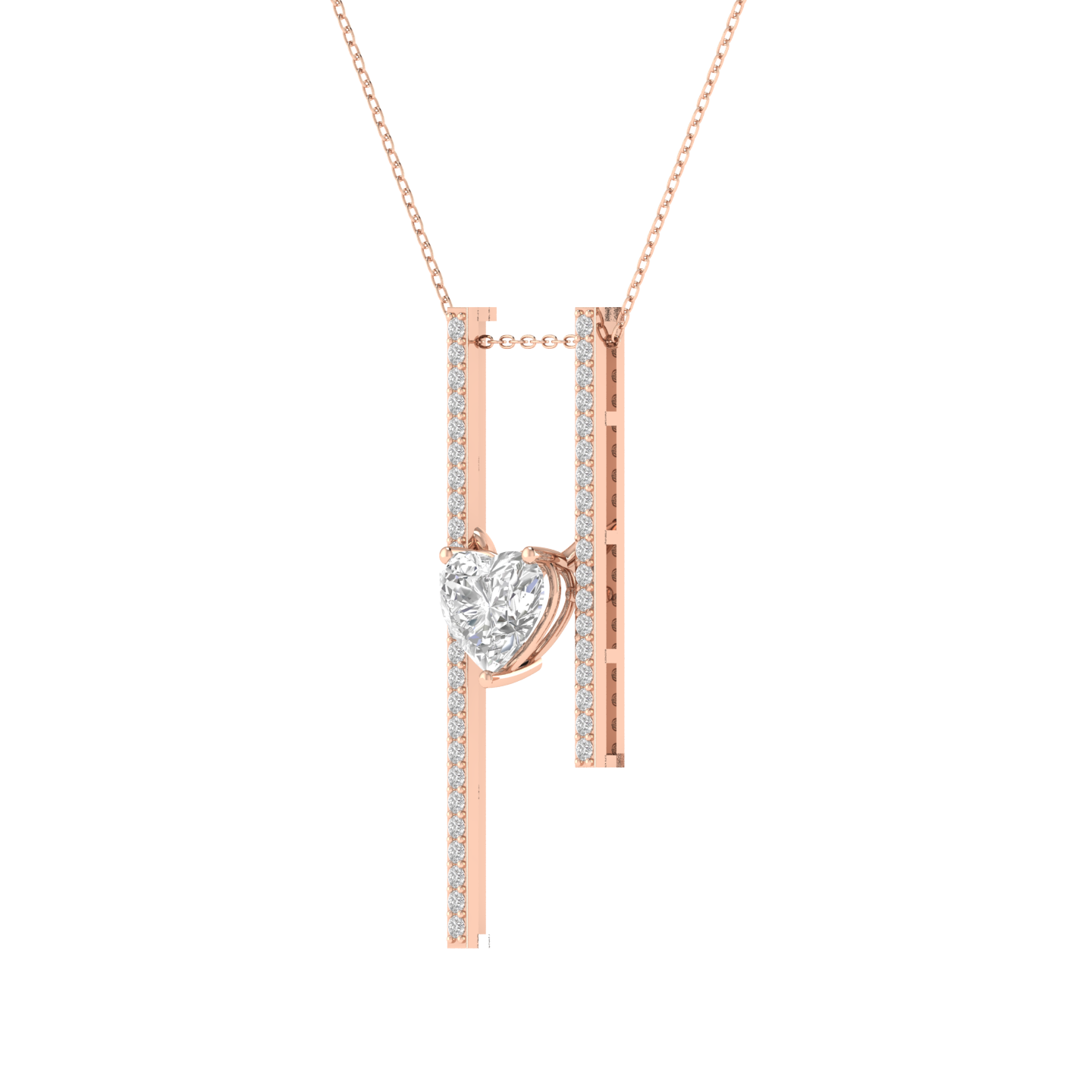 Lab Grown 1.50 carat heart solitaire pendant - Rose