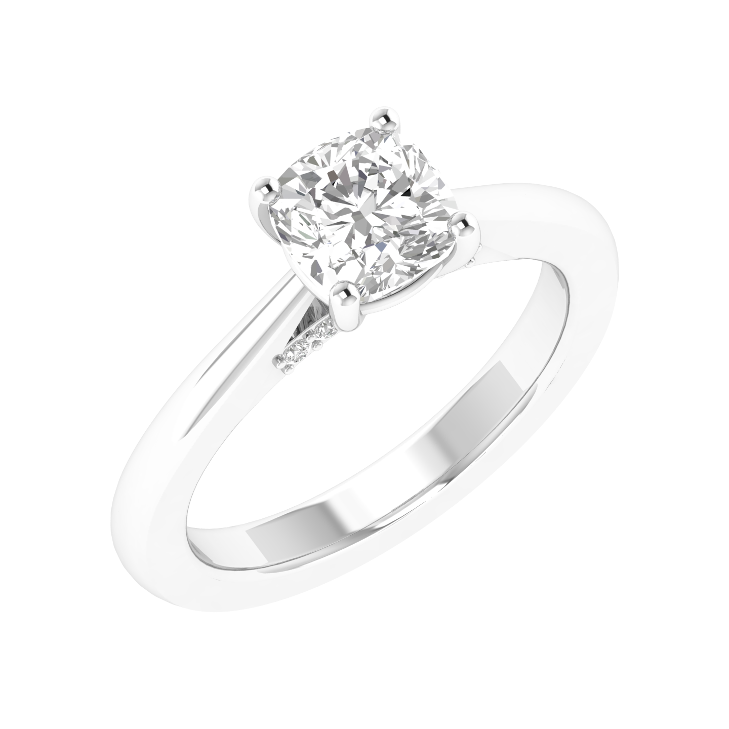 Cushion Ring with Hidden Accent - White