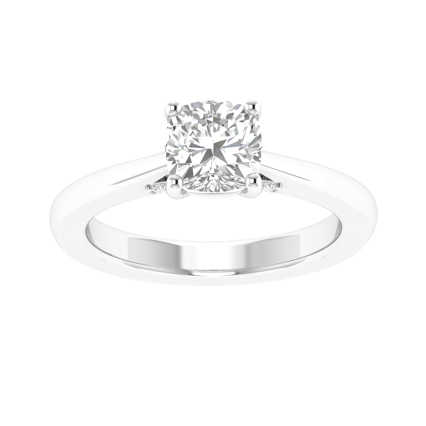 Cushion Ring with Hidden Accent - White