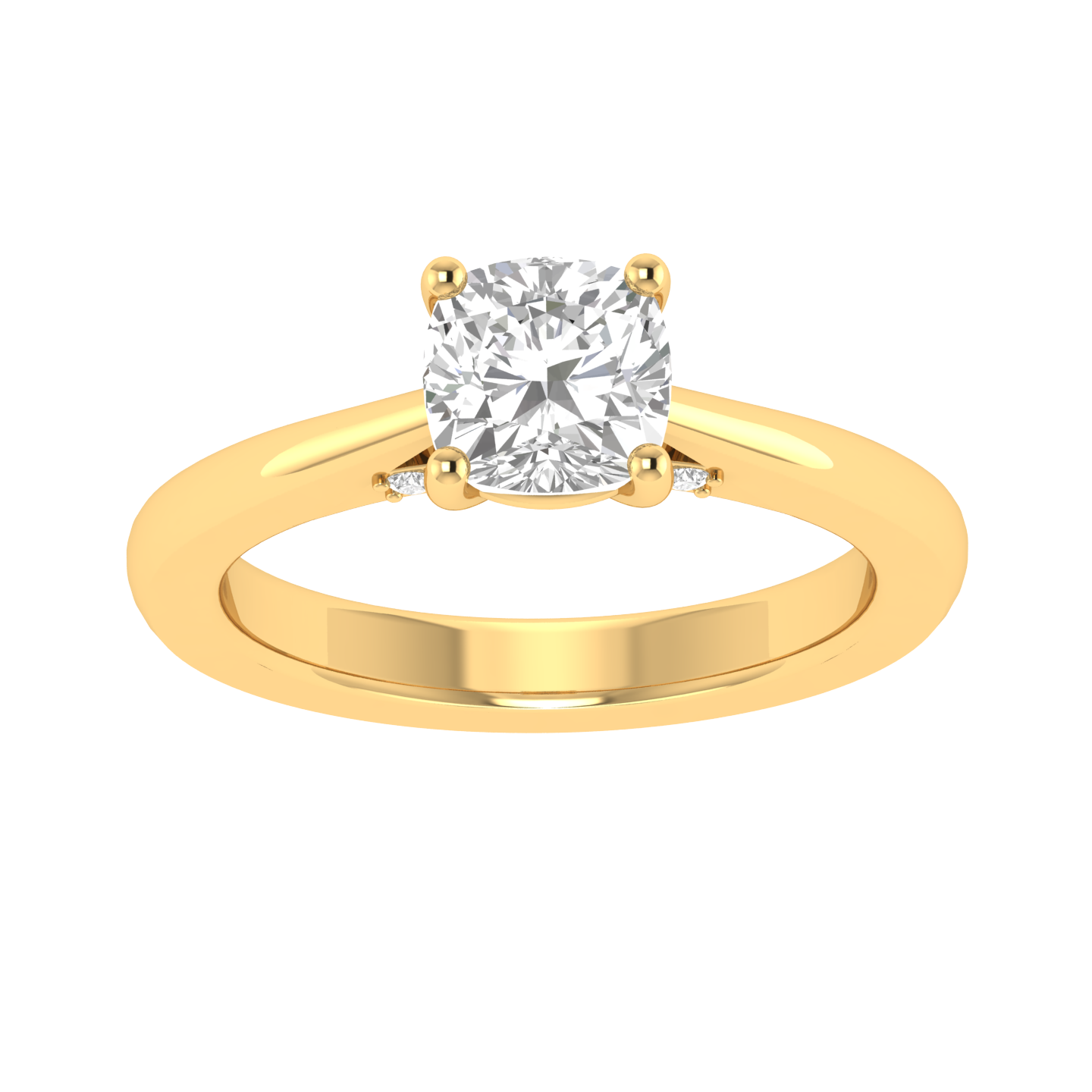 Cushion Ring with Hidden Accent - Gold