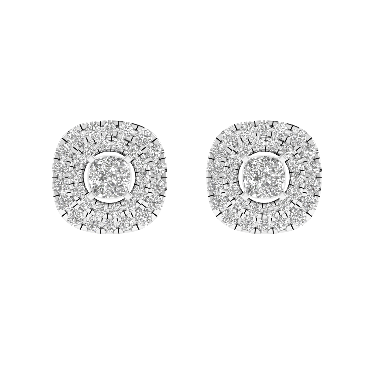 Cushion solitaire earrings - White