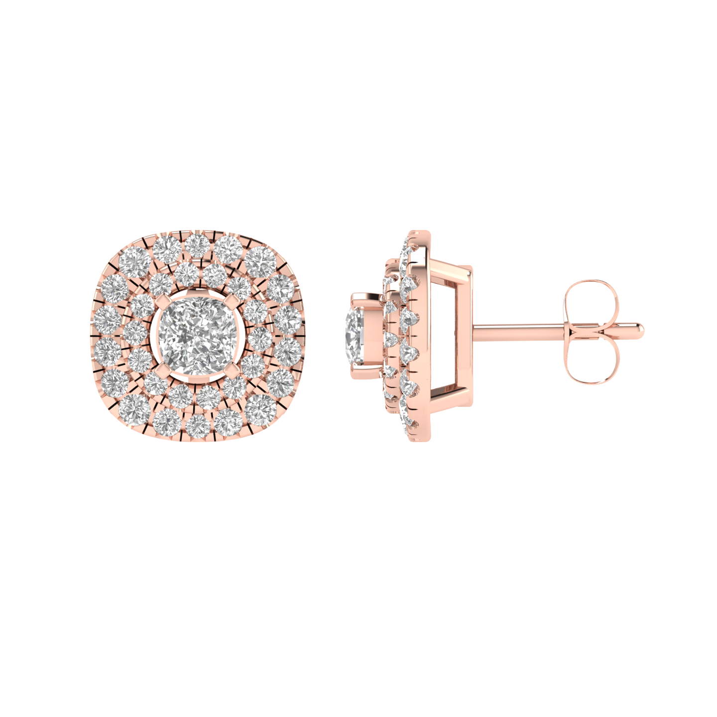 Cushion solitaire earrings - Rose