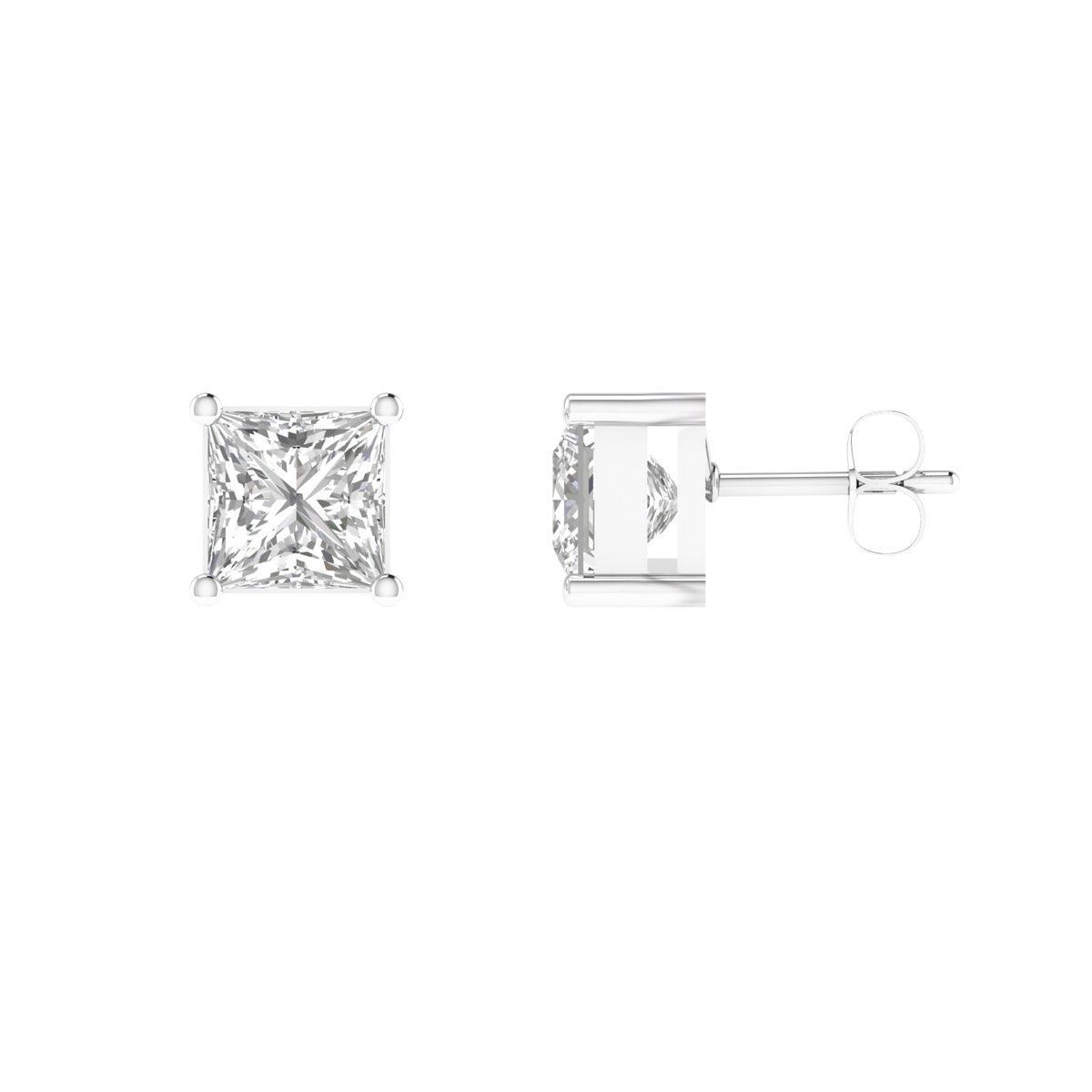 multipurpose Princess solitaire earrings - White