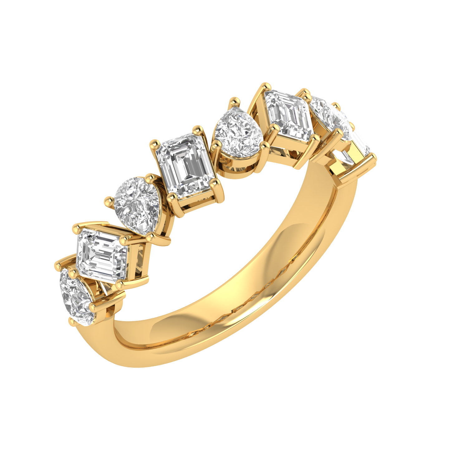 Emerald Pear Half Eternity Band - Gold