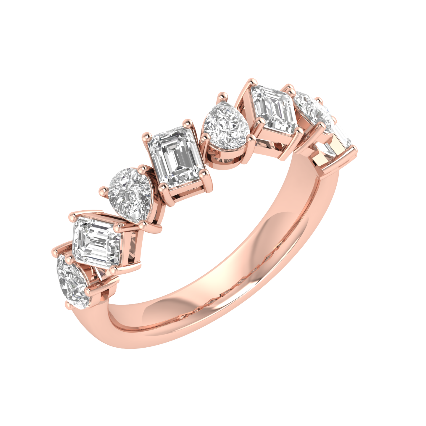 Emerald Pear Half Eternity Band - Rose