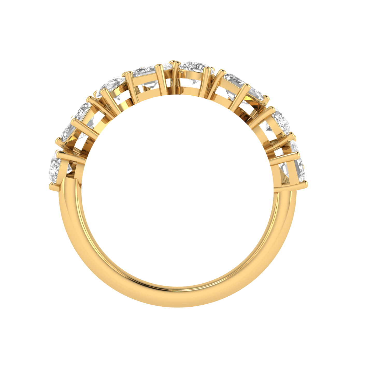 Emerald Pear Half Eternity Band - Gold