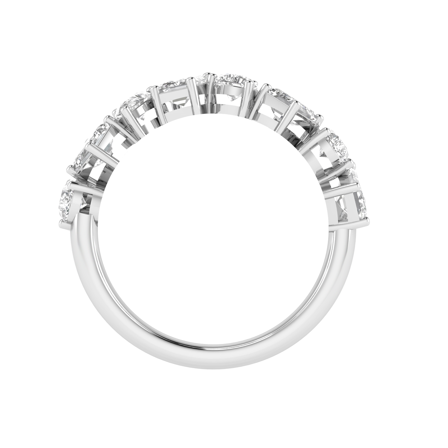 Emerald Pear Half Eternity Band - White