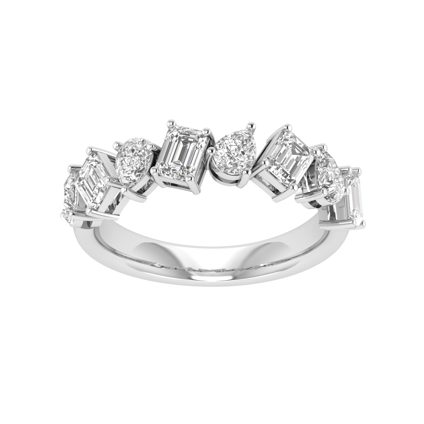 Emerald Pear Half Eternity Band - White