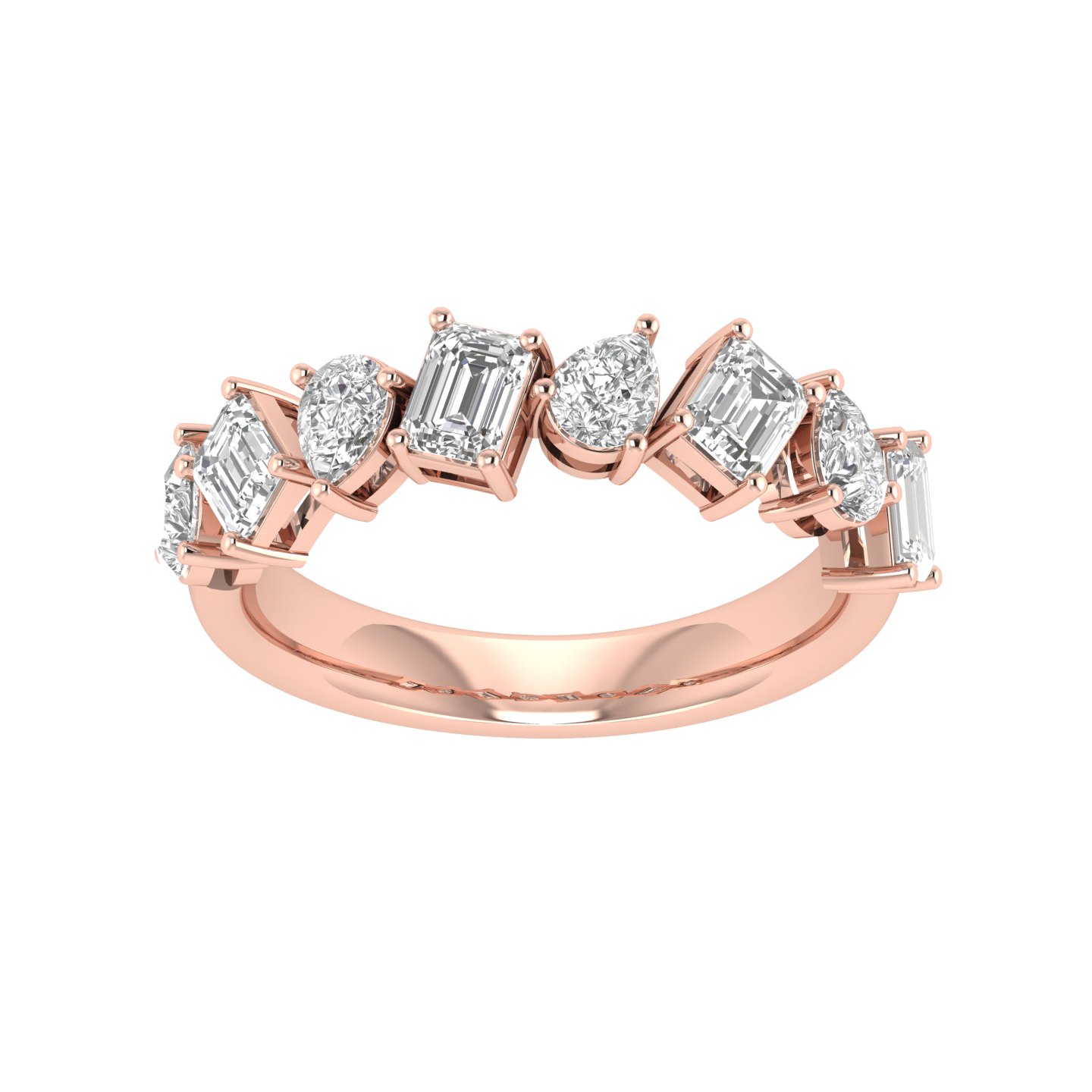 Emerald Pear Half Eternity Band - Rose
