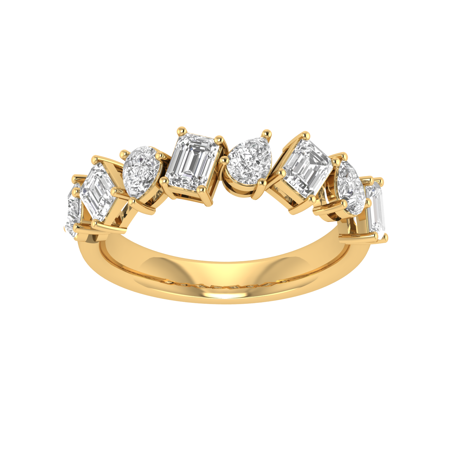 Emerald Pear Half Eternity Band - Gold