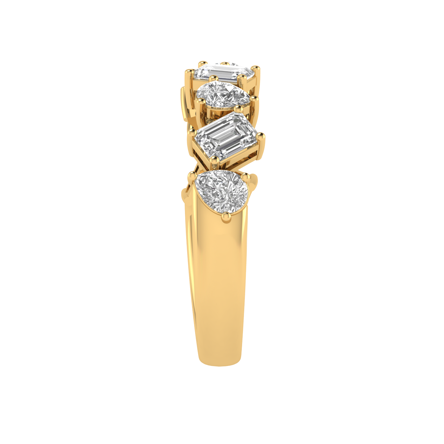 Emerald Pear Half Eternity Band - Gold