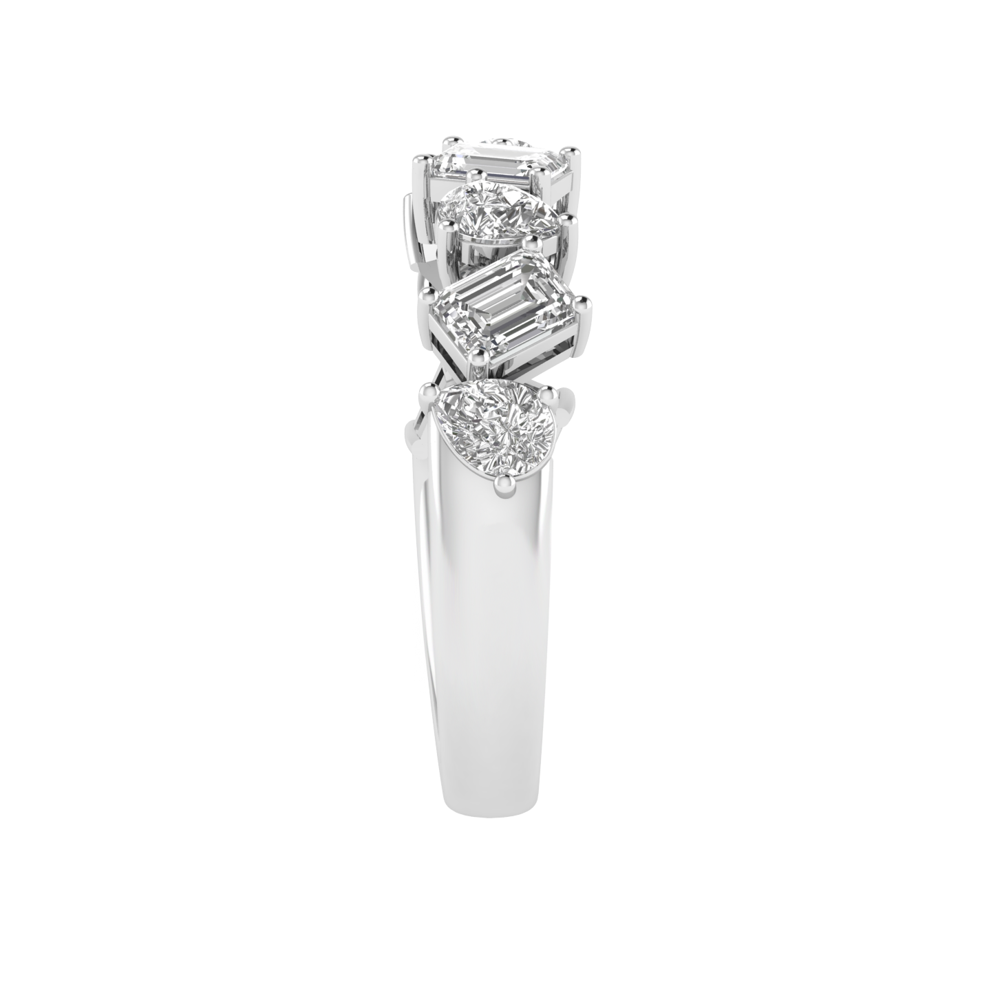 Emerald Pear Half Eternity Band - White