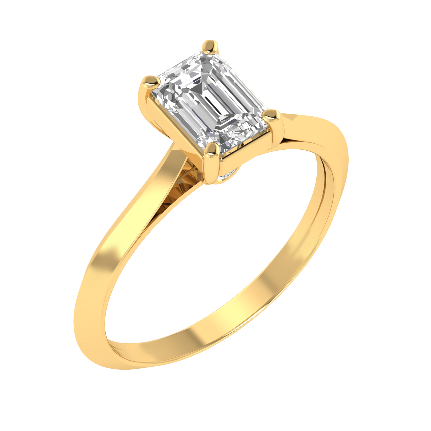 Emerald Solitaire Ring with Hidden Diamonds - Gold