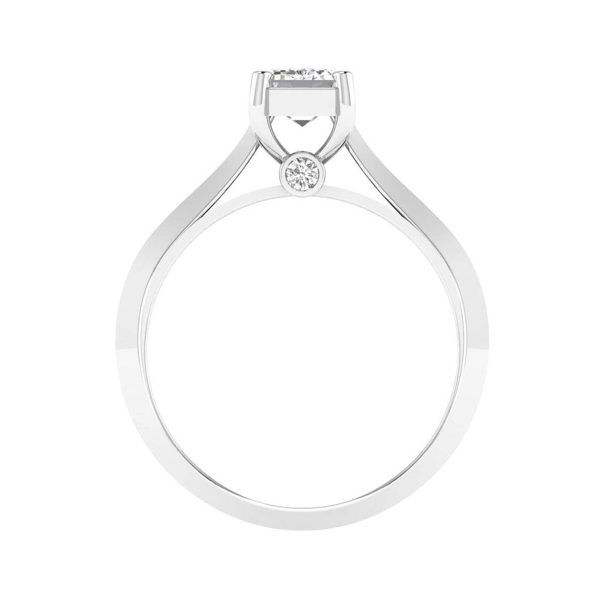 Emerald Solitaire Ring with Hidden Diamonds - White