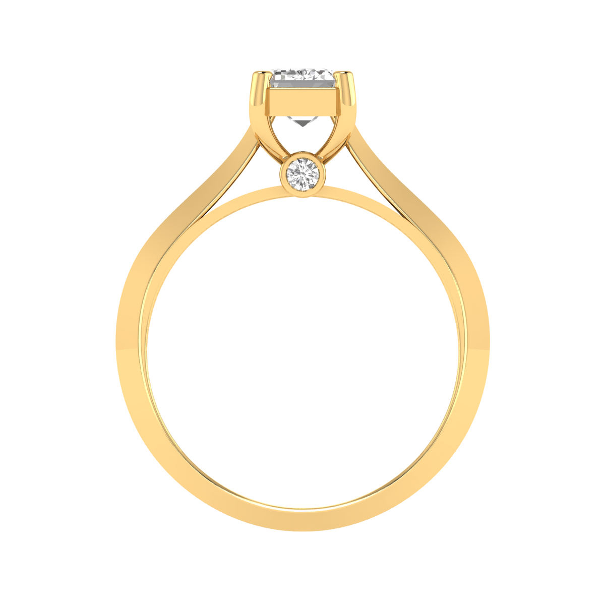Emerald Solitaire Ring with Hidden Diamonds - Gold