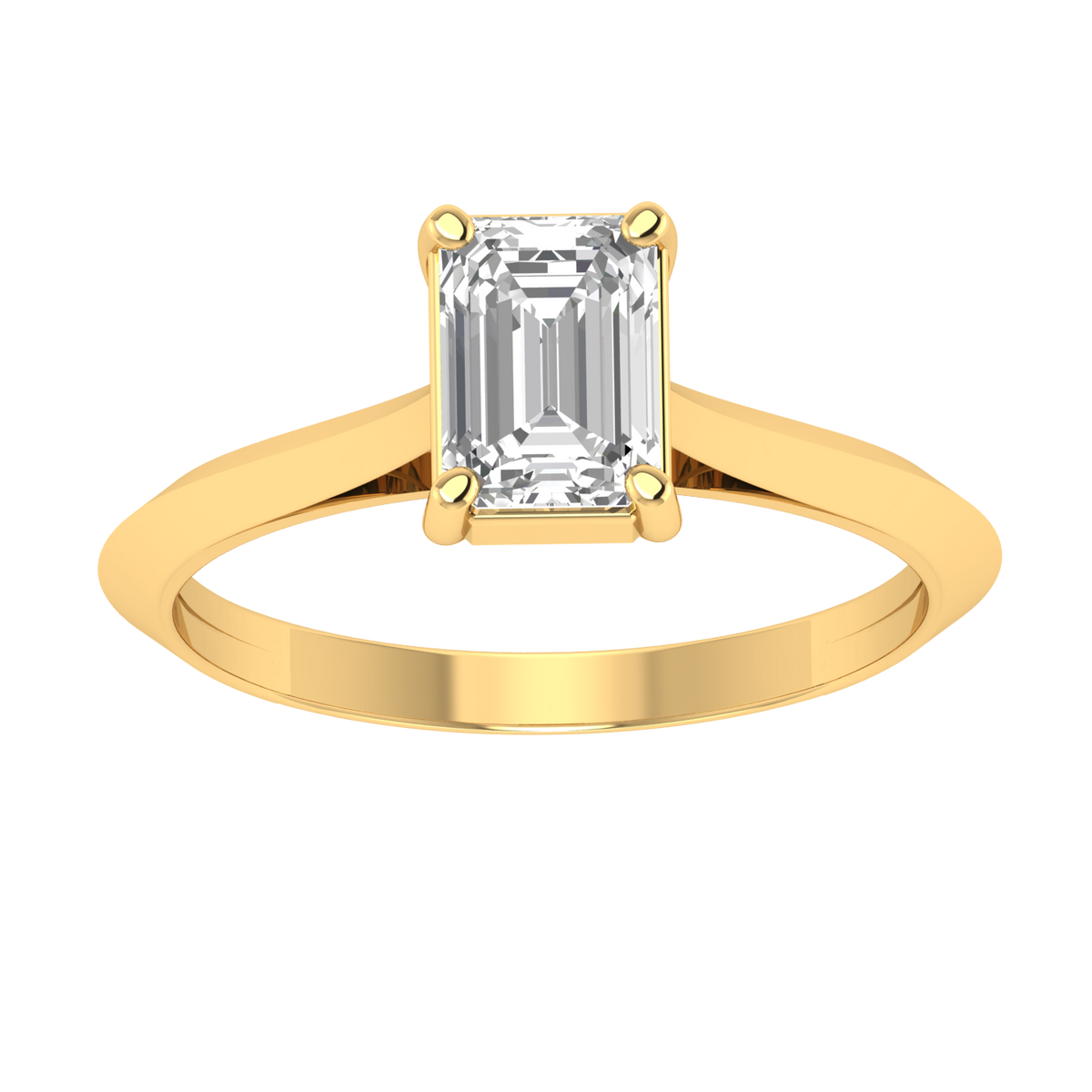 Emerald Solitaire Ring with Hidden Diamonds - Gold