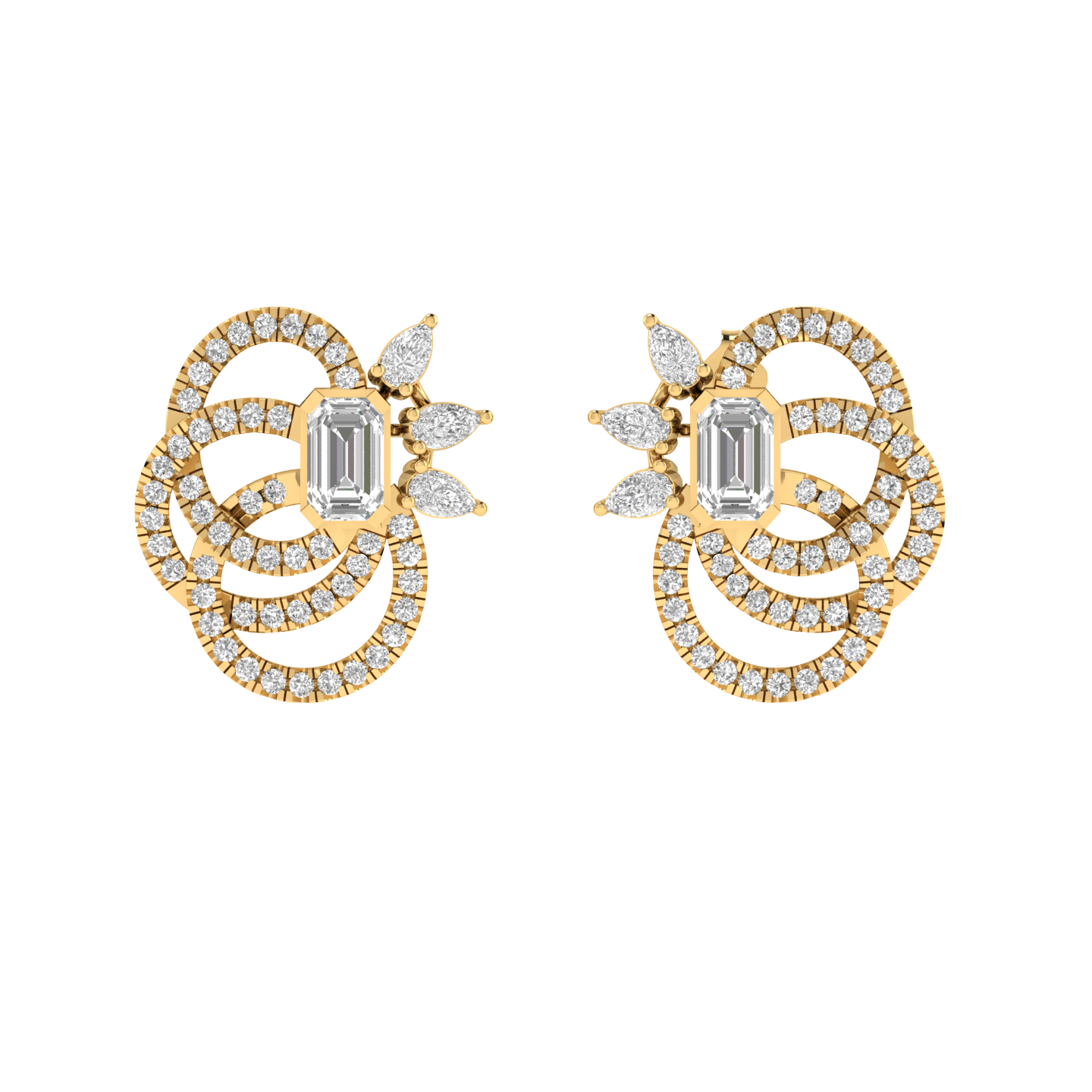 fancy twisted earrings - Gold