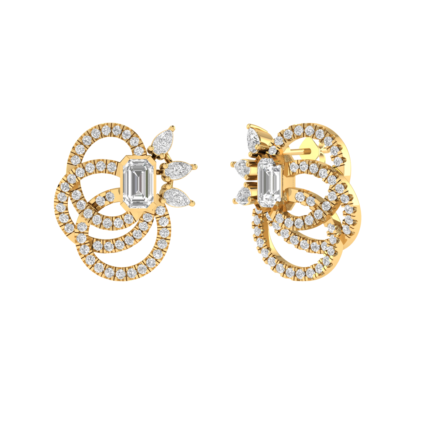 fancy twisted earrings - Gold