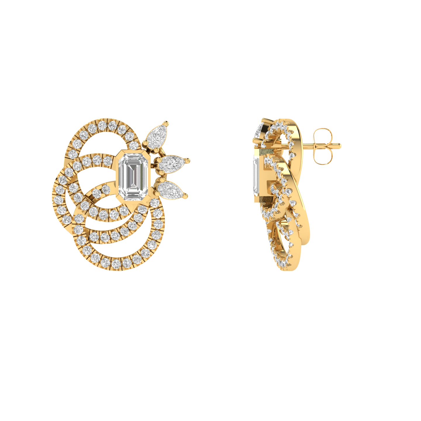 fancy twisted earrings - Gold