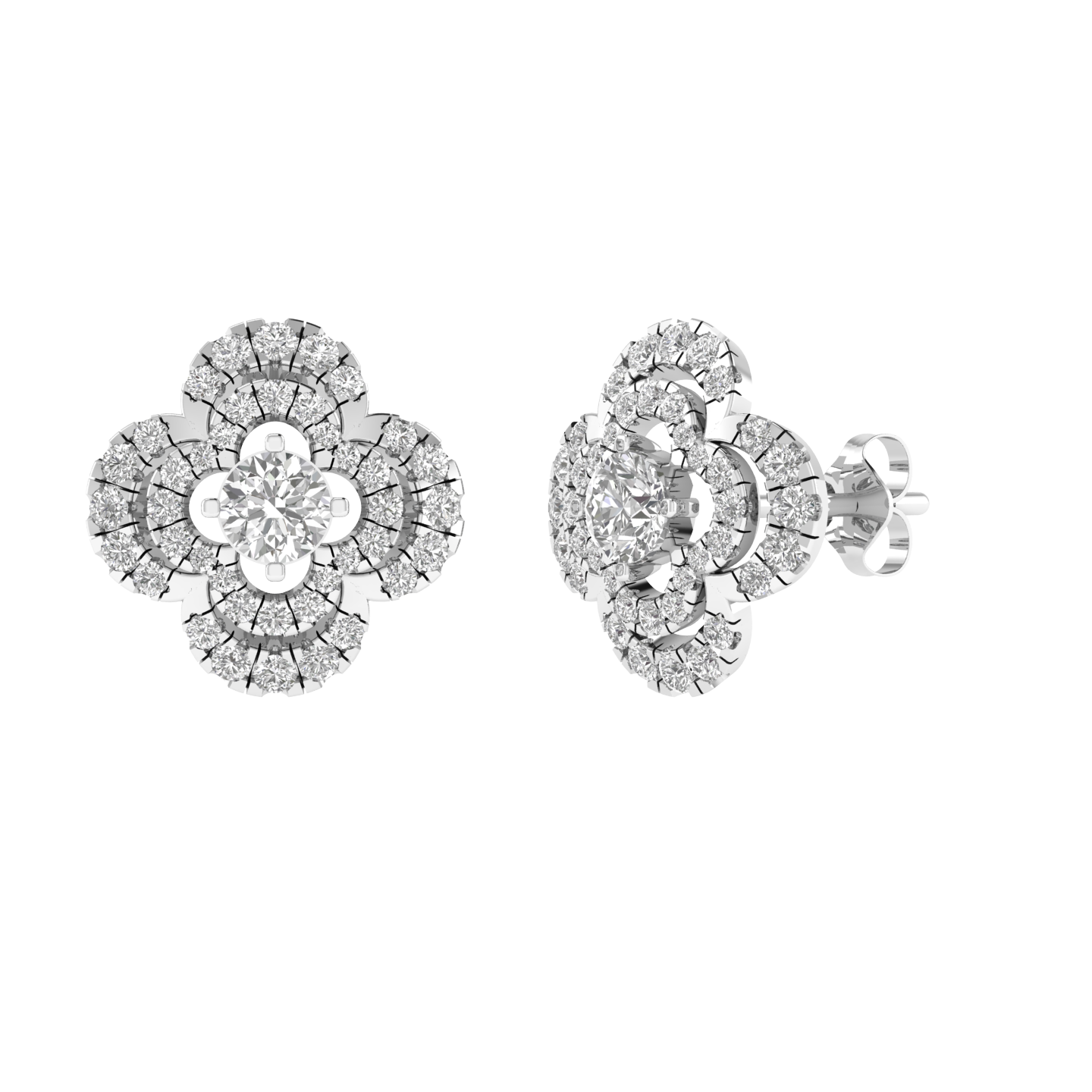 Flower shape earrings - White
