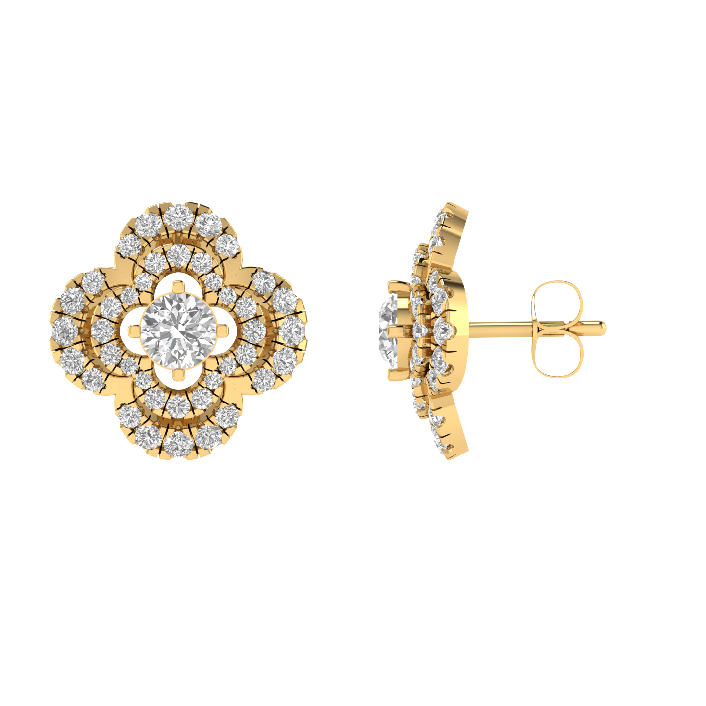 Flower shape earrings - Gold