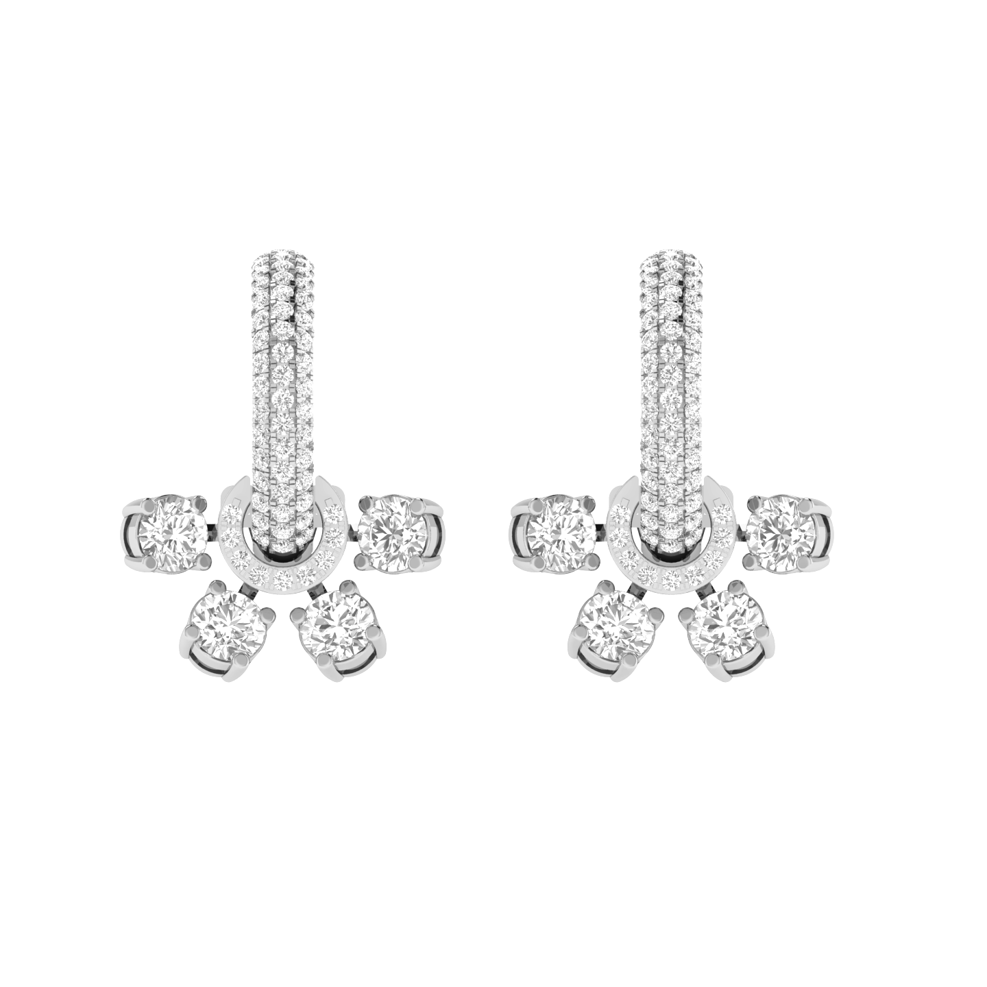 half flower dangler earrings - White