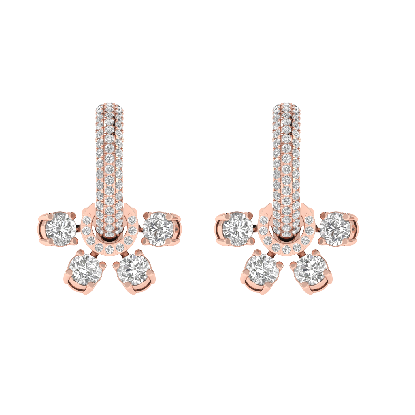 half flower dangler earrings - Rose