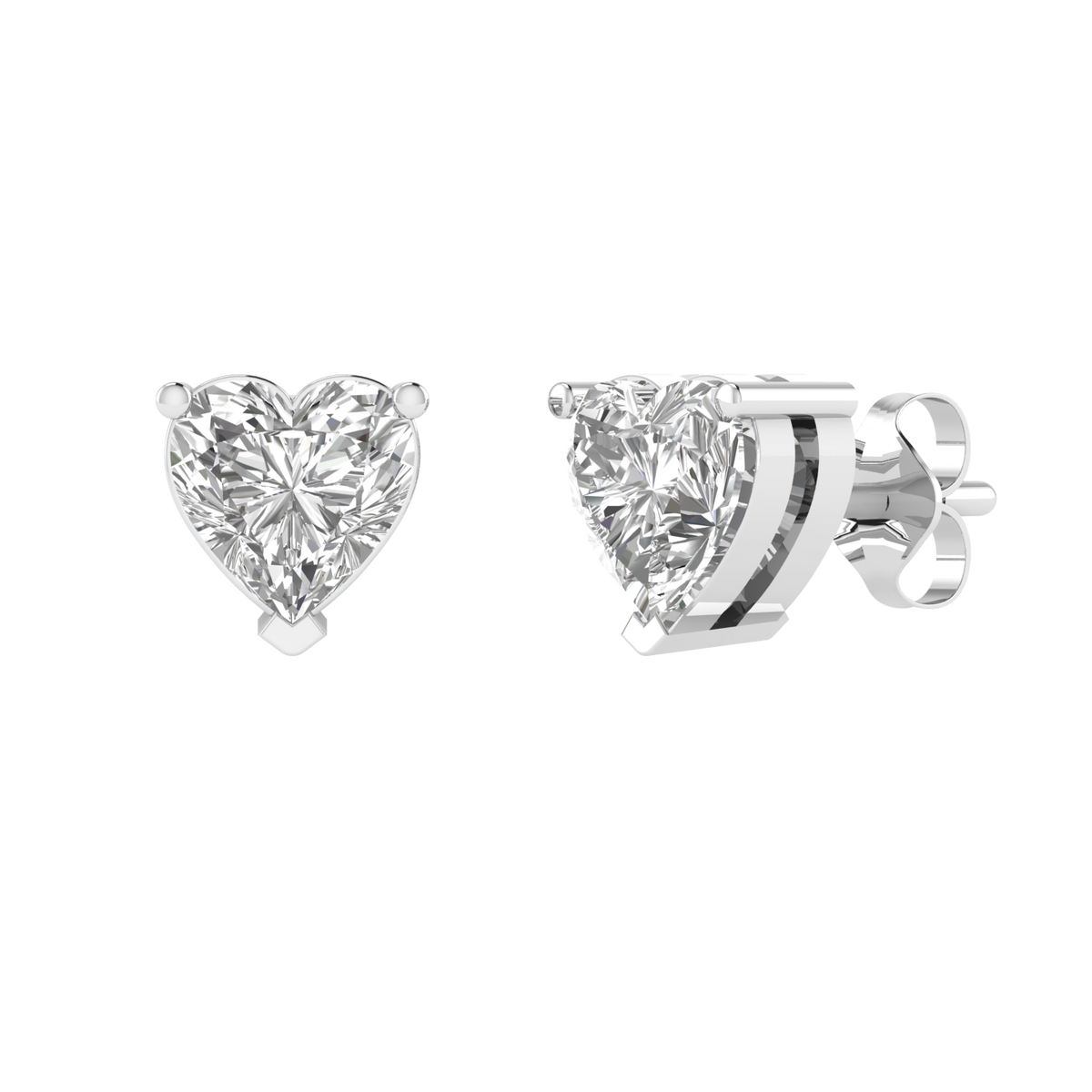 heart solitaire earrings - White