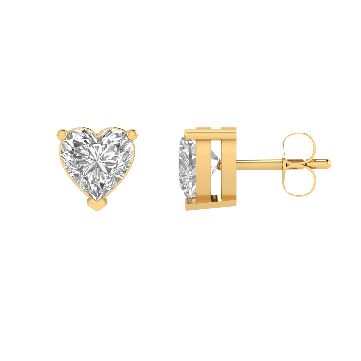 heart solitaire earrings - Gold
