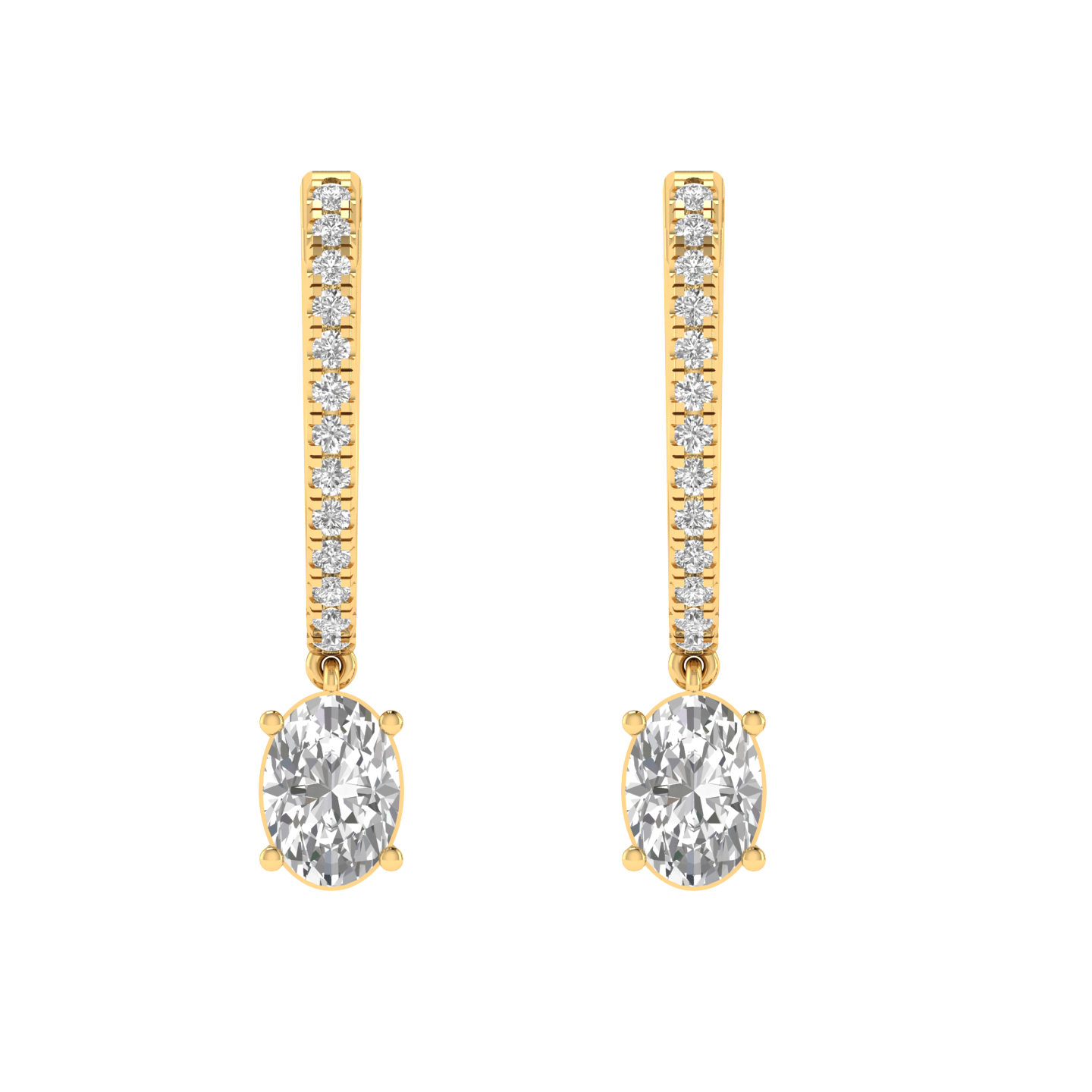 hoop oval solitaire earrings - Gold