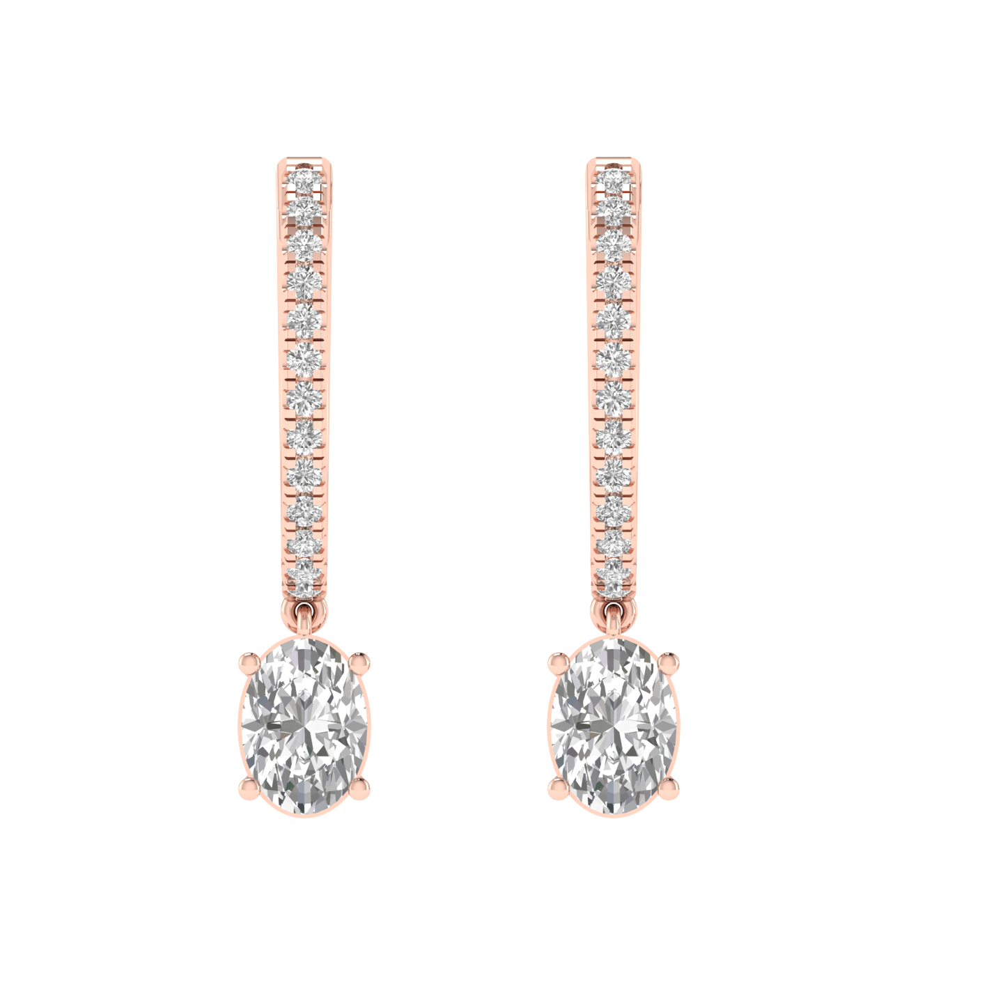 hoop oval solitaire earrings - Rose