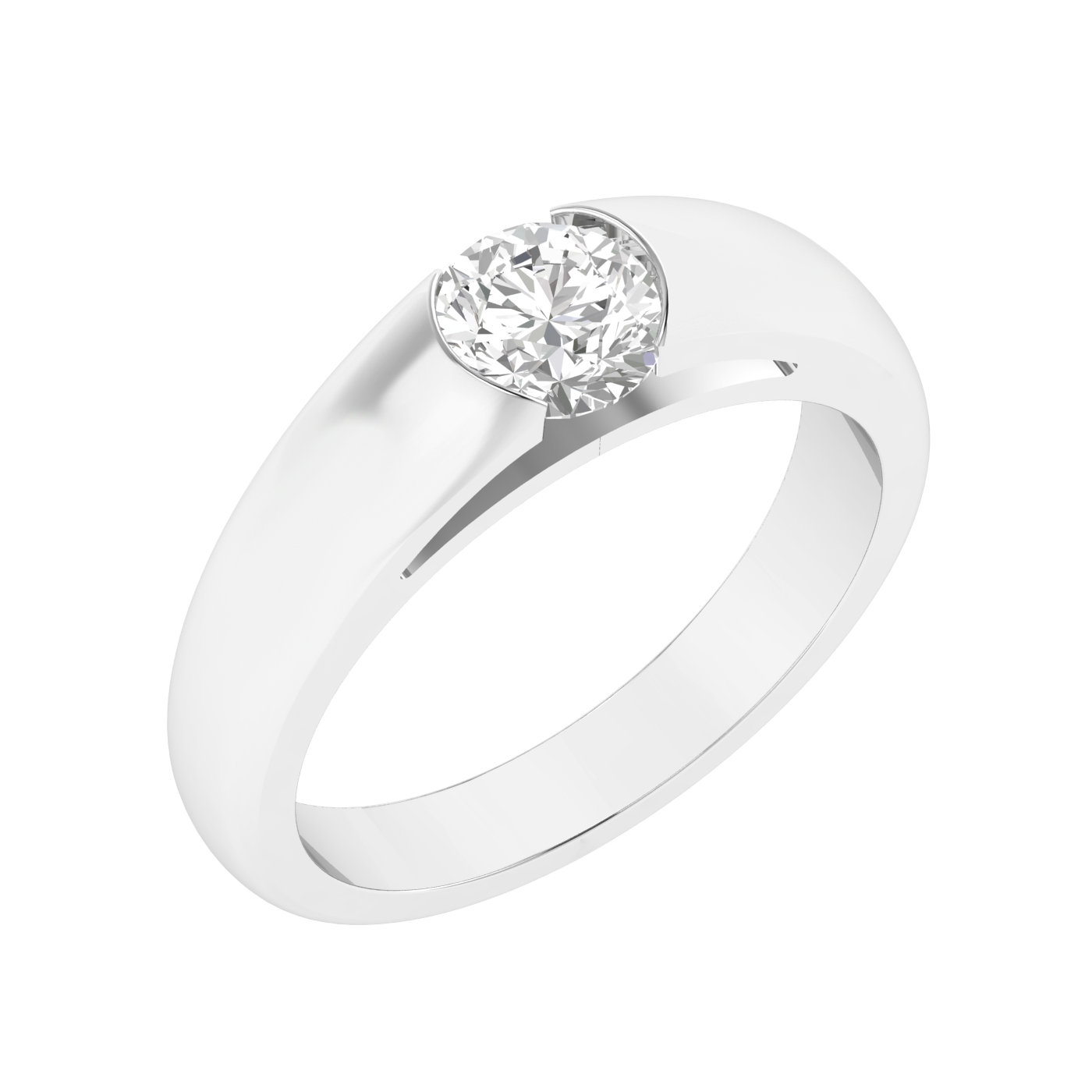 Lab Grown 1 carat solitaire Gents ring - White